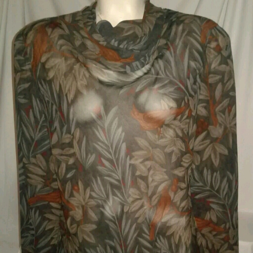 Anne Klein Sheer Long Sleeve Blouse Size 10